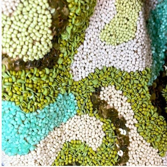 Handcrafted in India Tik Tok Viral Green Beaded Sequin Bag Camo Design NWT - Picture 3 of 5